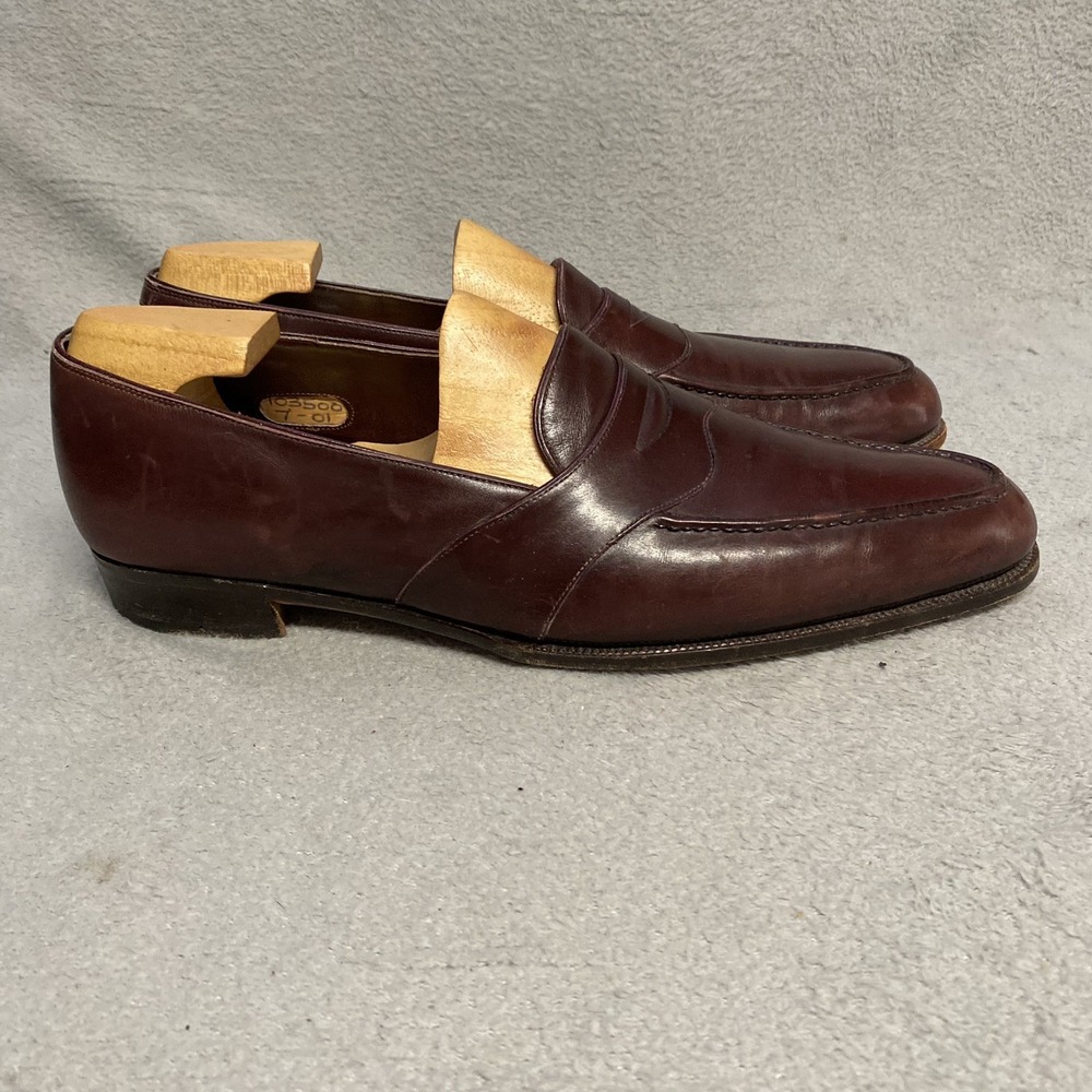 George Cleverly Bespoke Slip On Penny Loafer Burgundy Leather Mens 11.5 N London